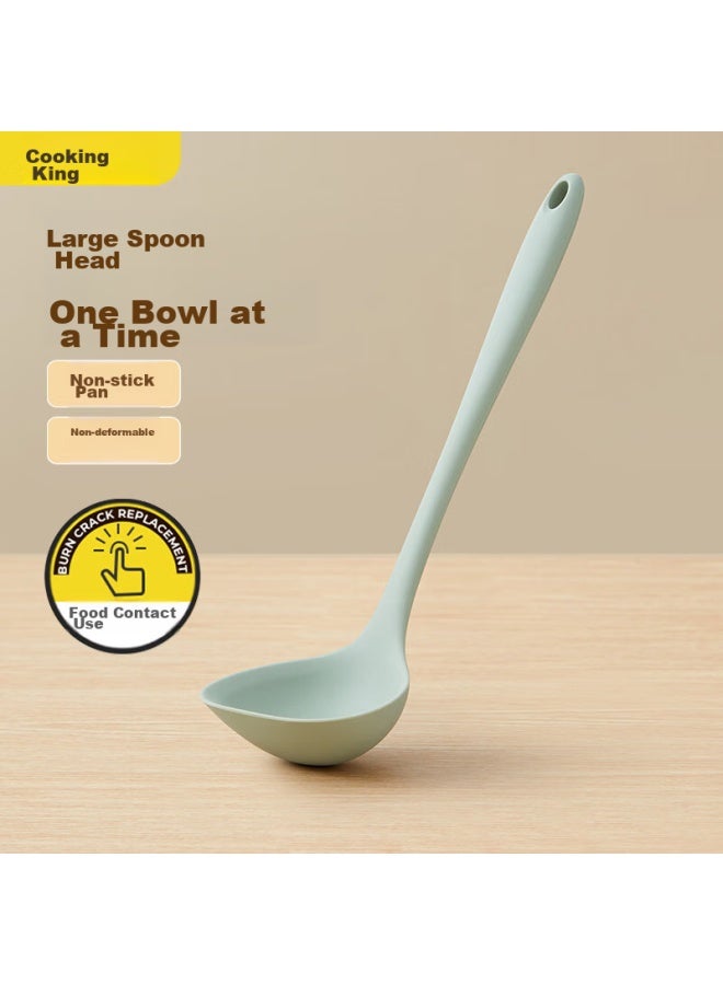 COOKER KING Chuidahuang Silicone Soup Ladle, Non-stick Pan Wok Frying Pan Flat Bottom Pan Special Soup Ladle, Heat-resistant, Pine Green  - Image 1