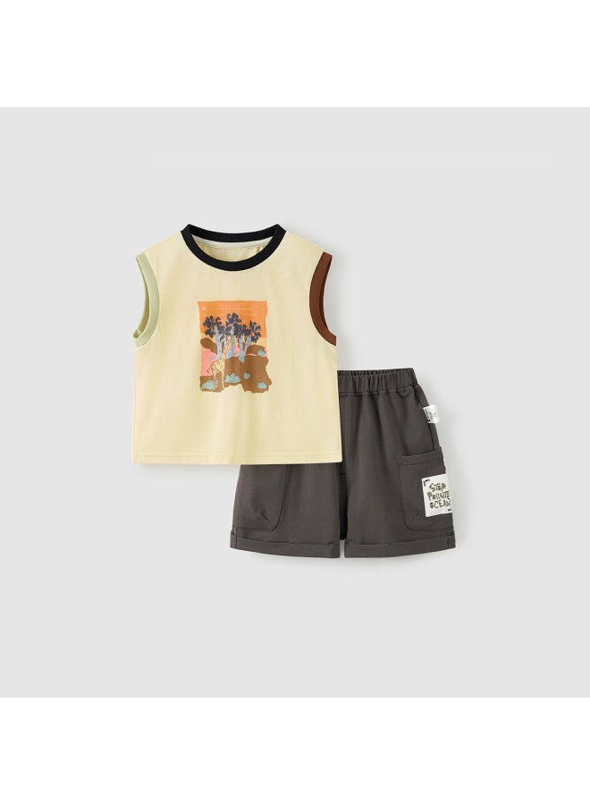 Tongtai Boys' Baby Vest Set Summer Thin Sleeveless Top Boys' Shorts Children's Outing Children's Clothing - Image 2