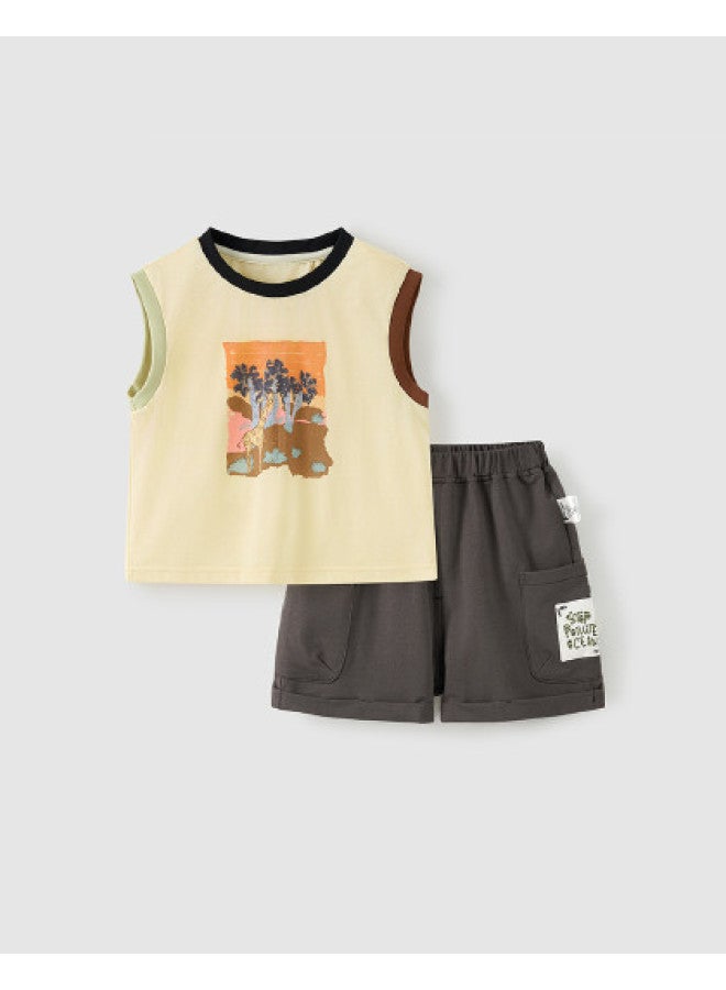 Tongtai Boys' Baby Vest Set Summer Thin Sleeveless Top Boys' Shorts Children's Outing Children's Clothing - Image 1