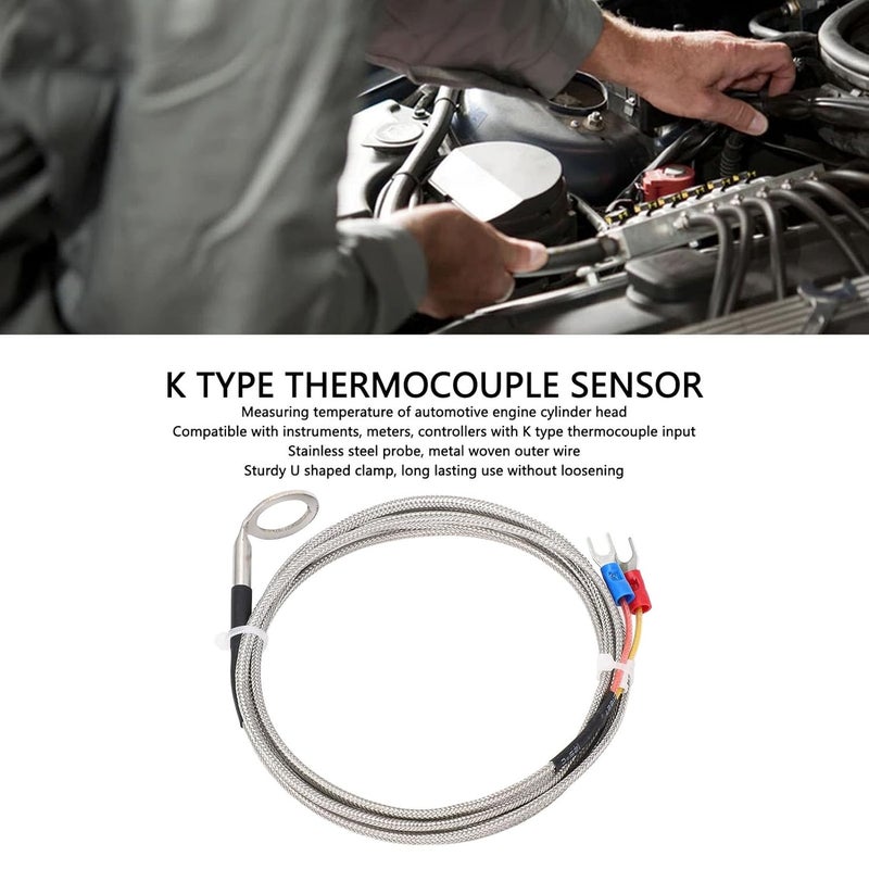 Durability enhanced K Type Thermocouple Sensor Bend Probe Temperature Probe, Stainless Steel Cylinder Head Temp Sensor for Automotive Engine CHT Measurement with 14mm ID Washer, Metal Woven Wire Local supply chain stock Confirmed available stock Changing environment compatible Dispersed regional warehouses Gulf mainstream practical design Climate adapted delivery plan Long lifespan Low maintenance Fast warehouse picking All space matching look Upgraded general material Natural material Easy clean surface Global trendy simple build Timely planned dispatch Riyadh Jeddah Dammam ship Carefully engineered build Set product combo compatible Consistent single item quality Regular scheduled transit Temp & permanent project compatible Minimal design Personal & public compatible Cost effective fine quality - Image 3