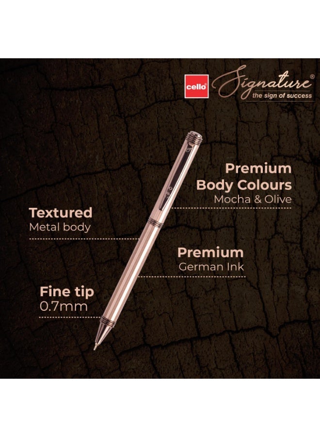 Cello 1-Piece Signature Terra Ballpoint Pen Blue Ink Assorted Barrel Colours - Image 5