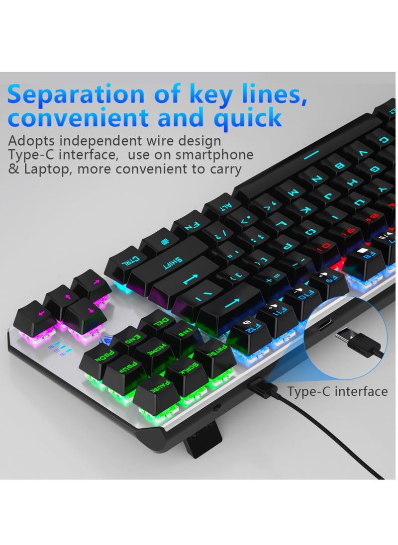 AULA - F3087 Gaming Keyboard – USB Wired TKL  Mechanical Gaming Keyboard - Red Switch – Rainbow backlight – Metal Panel with ABS Keycaps, 87 Keys Ghosting- With Software |  (EN Key ) - Image 1