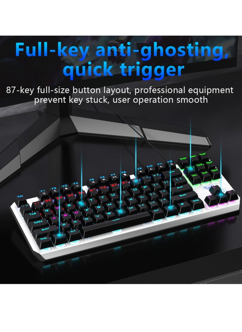 AULA - F3087 Gaming Keyboard – USB Wired TKL  Mechanical Gaming Keyboard - Red Switch – Rainbow backlight – Metal Panel with ABS Keycaps, 87 Keys Ghosting- With Software |  (EN Key ) - Image 1