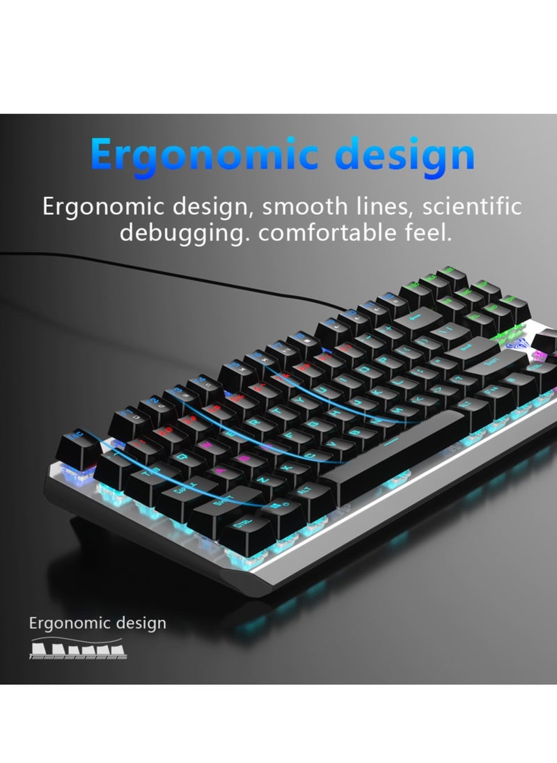 AULA - F3087 Gaming Keyboard – USB Wired TKL  Mechanical Gaming Keyboard - Red Switch – Rainbow backlight – Metal Panel with ABS Keycaps, 87 Keys Ghosting- With Software |  (EN Key ) - Image 1