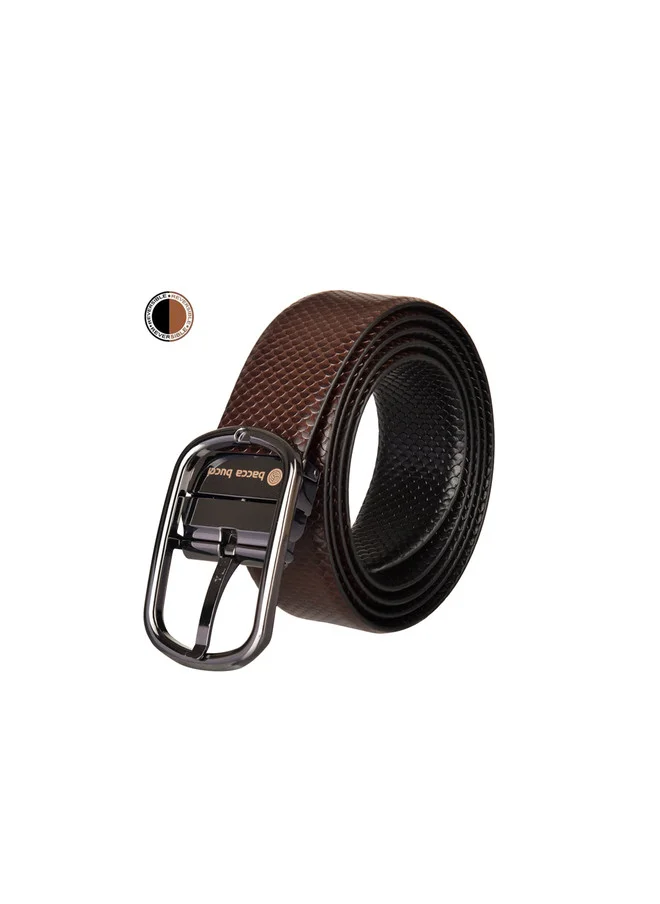 Bacca Bucci  Men's Reversible Black & Brown Textured Leather Belt for Men | Best Price UAE