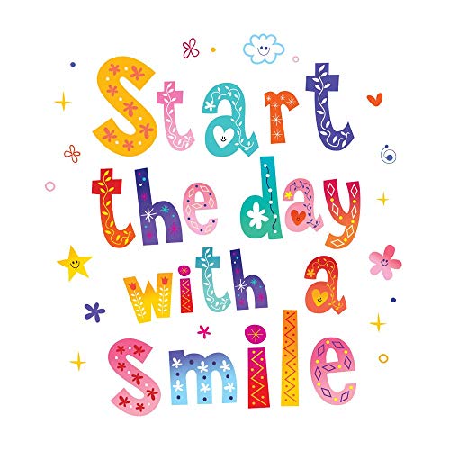 5 Ace Start the Day with a smile Paper Motivational,inspiring,quote Poster for Bed Room, Living Room,Office of Sticker Laminated Gloss Waterproof Paper 12x18 Inch Without Frame - Image 1