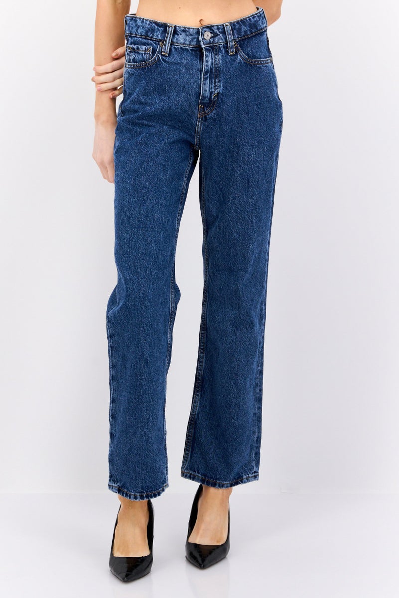 ESPRIT Women Straight Fit Washed Non Stretch Jeans, Blue - Image 1