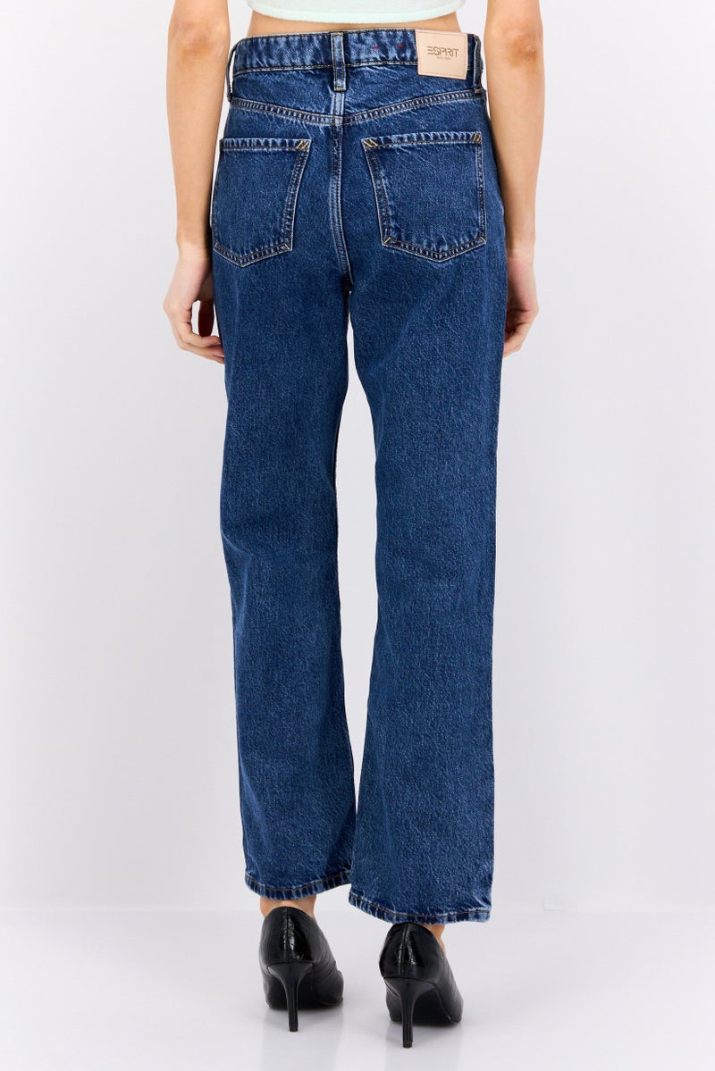 ESPRIT Women Straight Fit Washed Non Stretch Jeans, Blue - Image 2