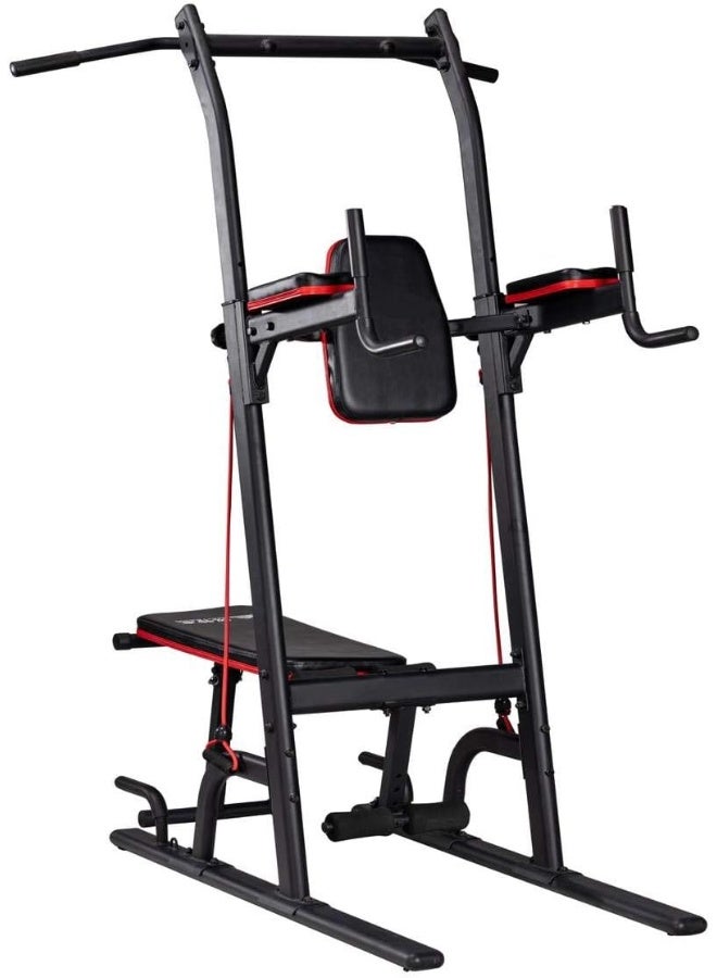 Marshal Fitness Multifunction Power Tower Pull Up Dip Station with Bench Adjustable Height for Home Gym Strength Training Fitness Equipment - Image 1