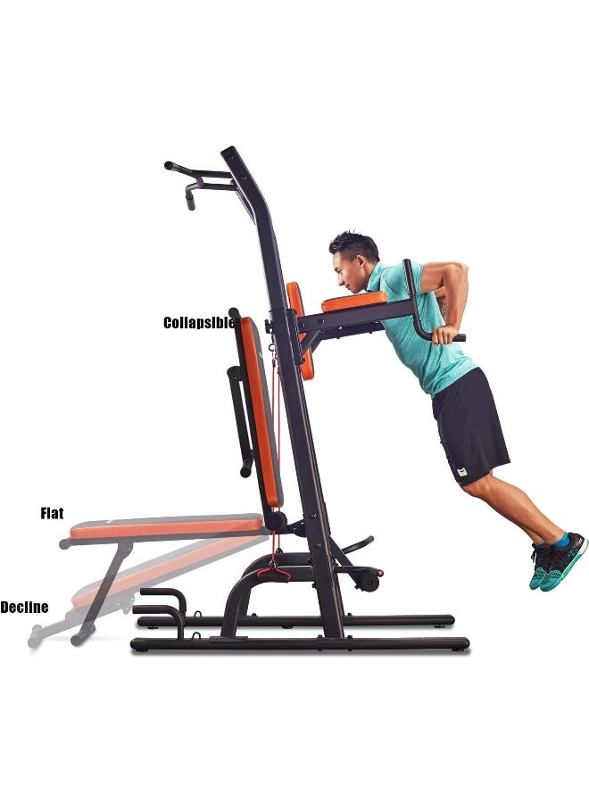 Marshal Fitness Multifunction Power Tower Pull Up Dip Station with Bench Adjustable Height for Home Gym Strength Training Fitness Equipment - Image 4