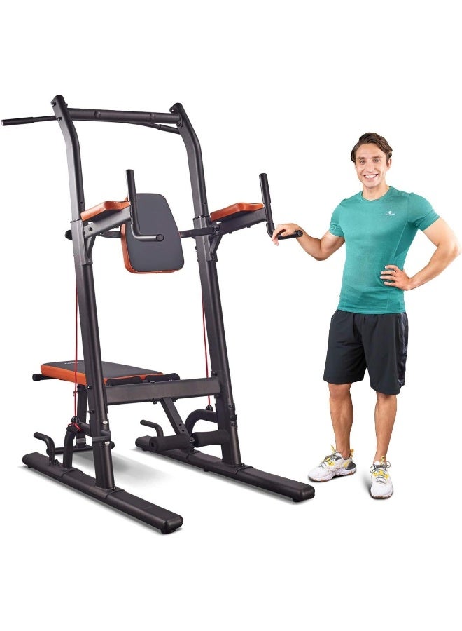 Marshal Fitness Multifunction Power Tower Pull Up Dip Station with Bench Adjustable Height for Home Gym Strength Training Fitness Equipment - Image 2
