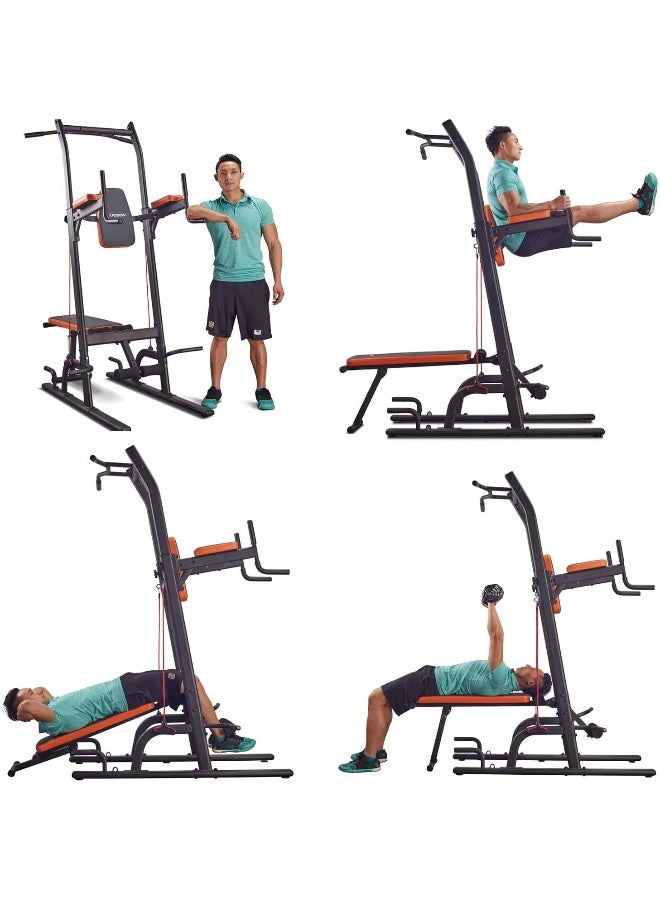 Marshal Fitness Multifunction Power Tower Pull Up Dip Station with Bench Adjustable Height for Home Gym Strength Training Fitness Equipment - Image 5