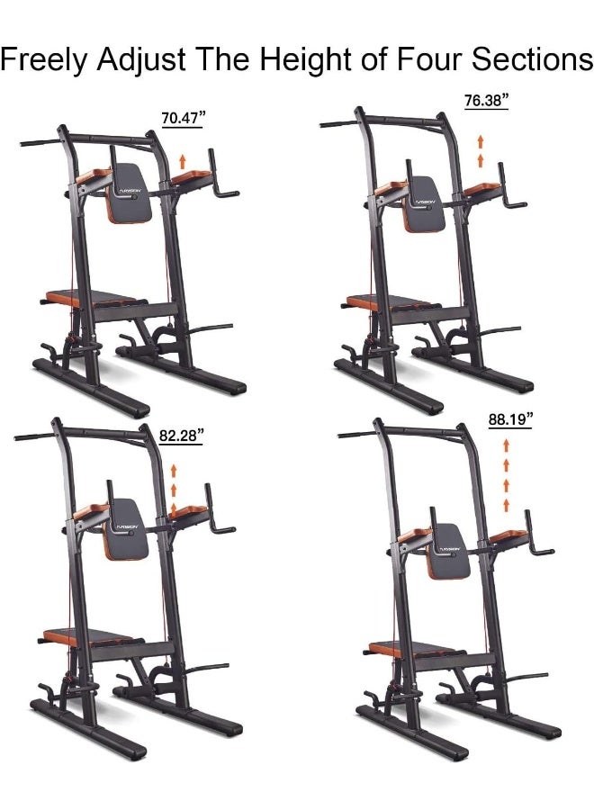 Marshal Fitness Multifunction Power Tower Pull Up Dip Station with Bench Adjustable Height for Home Gym Strength Training Fitness Equipment - Image 3