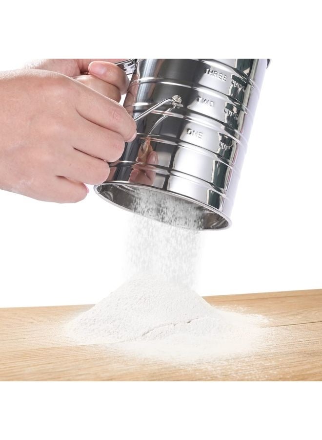 هومستر دقيق السيفتر، 3 كوب دقيق السيفتر للخبز شباك ناعم آلة تدوير يدوية مع مثبط الحلق للغربلة السريعة، دقيق سيفتر ستينليس ستيل، دقيق سيفي للخبز التوابل - Image 4