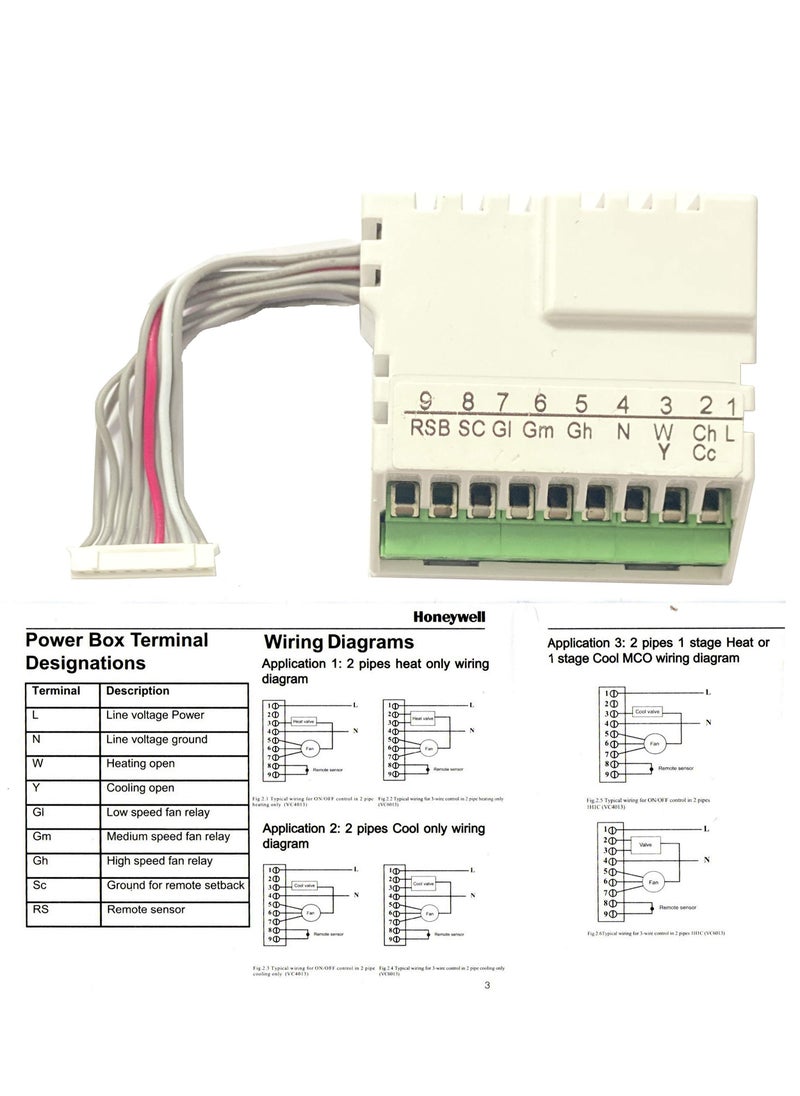 Honeywell Home T6861H2WG fancoil On/Off thermostat, with remote sensor and remote setback inputs