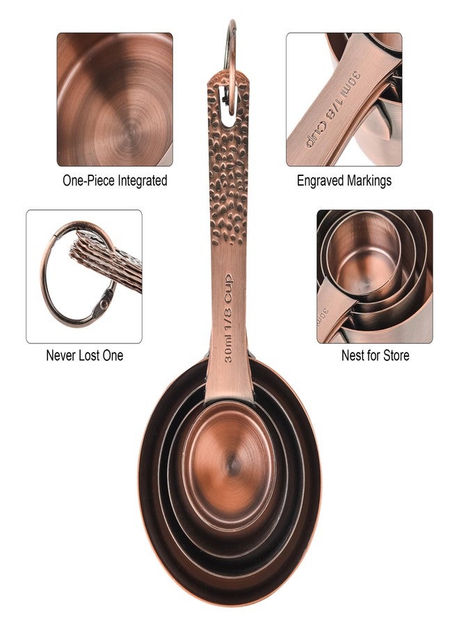 Kalsreui Copper Measuring Cups and Spoons Set, Stainless Steel Measuring Cups and Spoons Set for Baking and Kitchen, Measuring Cups Set with 3/4 Cup Measuring Cup - Image 5