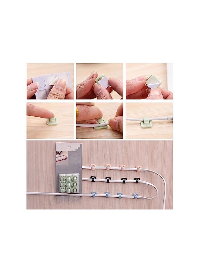 Green Tiger 18pcs Cable Organizer Clips Self-Adhesive, Wire & Cord Management Holder for Wall Desk Office and Home (Black) - Image 5