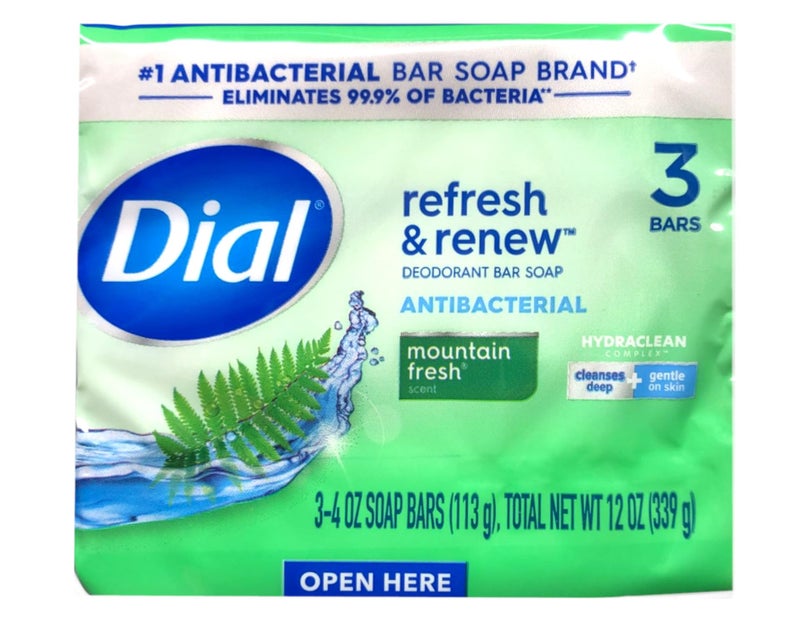 Dial Mountain Fresh Antibacterial Deodorant Bar Soap 3, 4 oz Soap Bars (Packs of 4) - Image 4