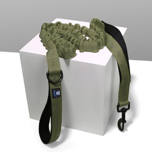 Hank Military Dog Leash | Heavy Duty Metal Hook | 3M Reflective | Stretchable Large Rope | Soft Double Handle | Suitable for Training, Walking, Adventure (Army Green 6 Feet) - Image 4
