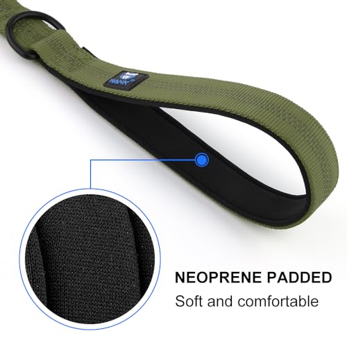 Hank Military Dog Leash | Heavy Duty Metal Hook | 3M Reflective | Stretchable Large Rope | Soft Double Handle | Suitable for Training, Walking, Adventure (Army Green 6 Feet) - Image 3