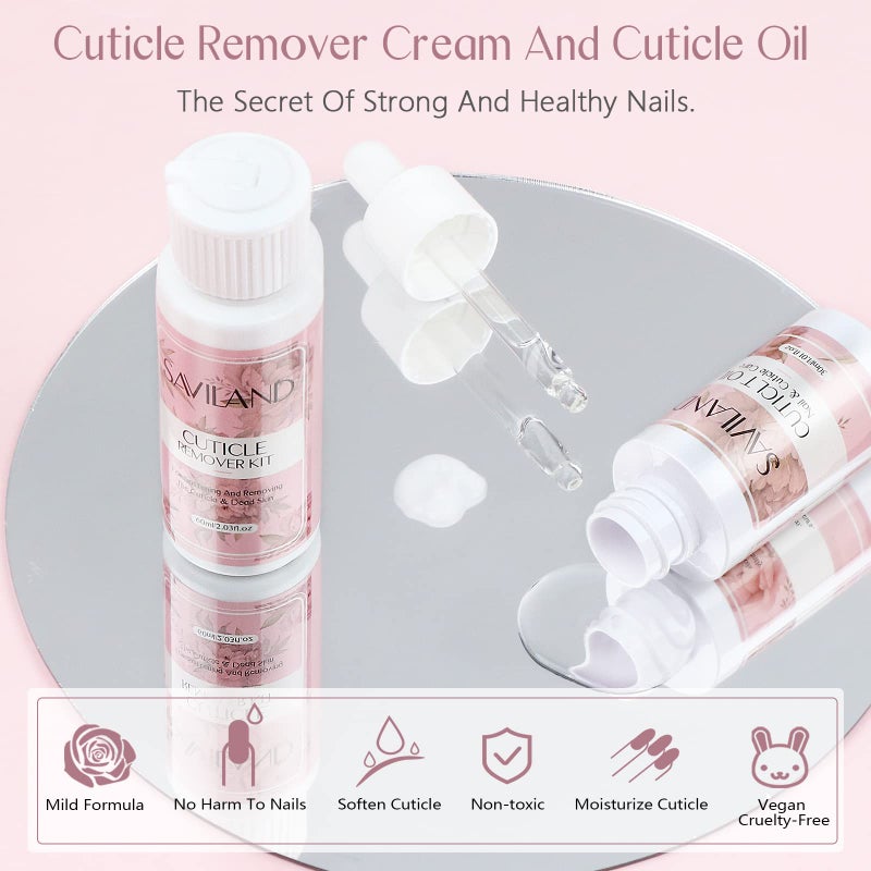 SAVILAND Cuticle Remover and Cuticle Oil Kit â€“ Nail Care Kit with Cuticle Remover Liquid & 1.01 oz Cuticle Oil Cuticle Trimmer for Cuticle Softener & Moisturize Manicure Kit for Home Use - Image 4