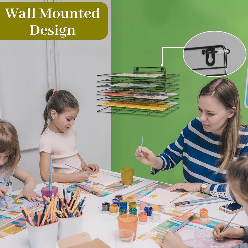 Lzttyee Art Drying Rack for Classroom Paint Drying Rack Small Art Drying Rack Wall Art Storage Rack with 8 Removable Shelves for Classrooms and Art Studios (Black, 8 Shelves) - Image 2