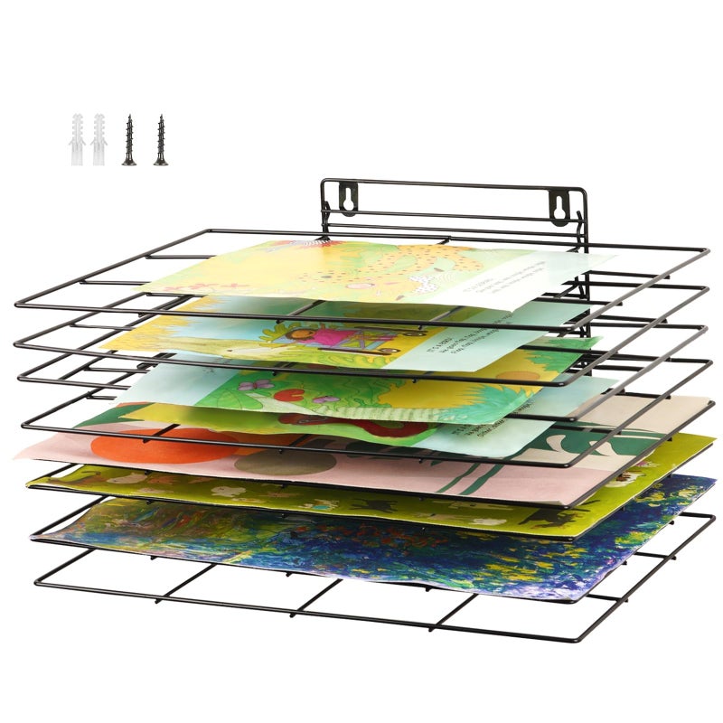 Lzttyee Art Drying Rack for Classroom Paint Drying Rack Small Art Drying Rack Wall Art Storage Rack with 8 Removable Shelves for Classrooms and Art Studios (Black, 8 Shelves) - Image 1