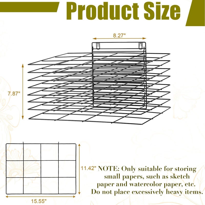 Lzttyee Art Drying Rack for Classroom Paint Drying Rack Small Art Drying Rack Wall Art Storage Rack with 8 Removable Shelves for Classrooms and Art Studios (Black, 8 Shelves) - Image 3