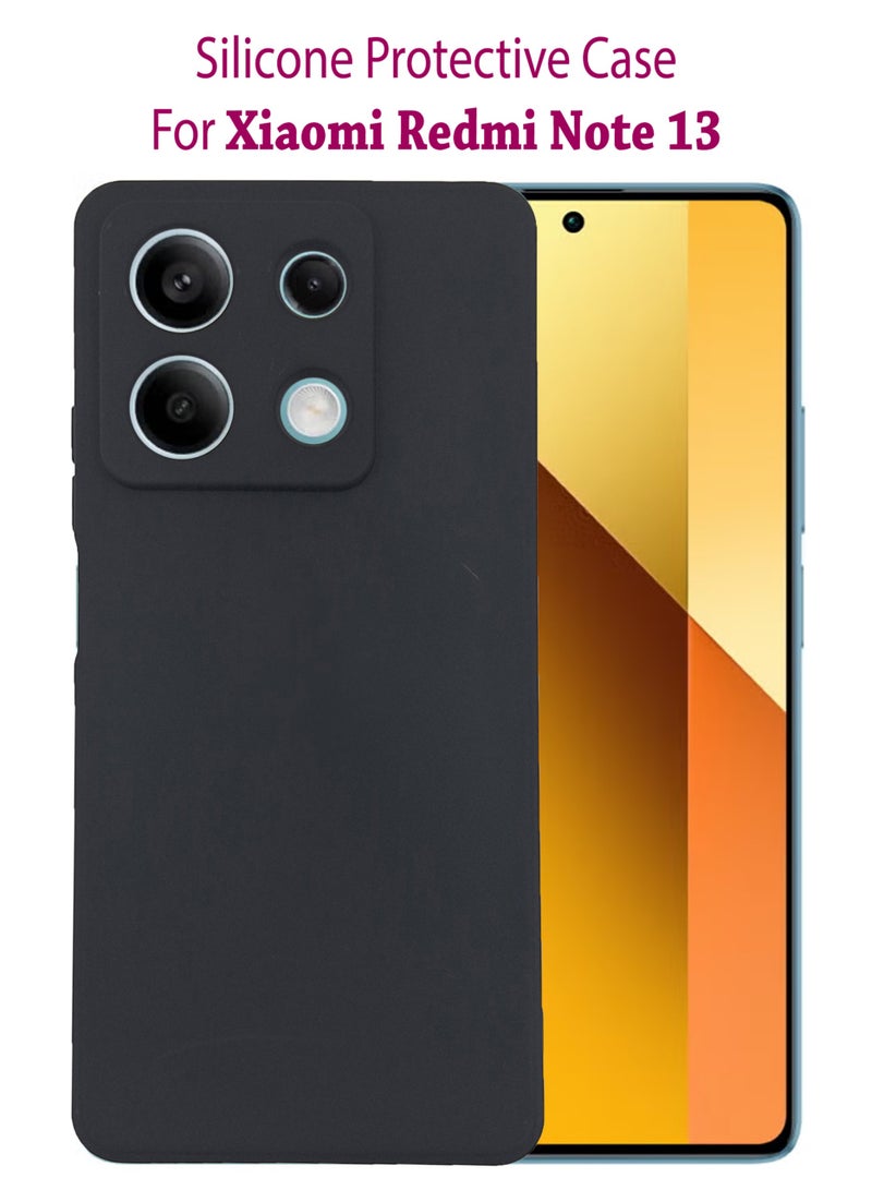 غطاء حماية خلفي من السيليكون لهاتف Xiaomi Redmi Note 13 - أسود
