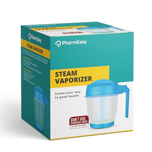 PharmEasy Steamer Vaporizer for Cold and Cough | Steam Inhaler Vaporiser | Helps in Breathing Disorders like Asthma and Bronchitis | Sauna Experience for Blackheads Removal, Skin Care|1 Year Warranty - Image 1