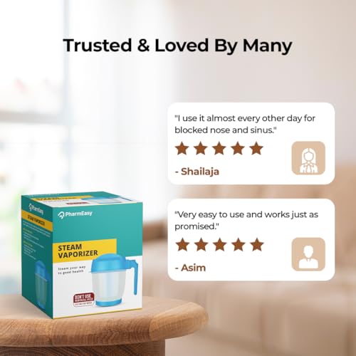 PharmEasy Steamer Vaporizer for Cold and Cough | Steam Inhaler Vaporiser | Helps in Breathing Disorders like Asthma and Bronchitis | Sauna Experience for Blackheads Removal, Skin Care|1 Year Warranty - Image 3