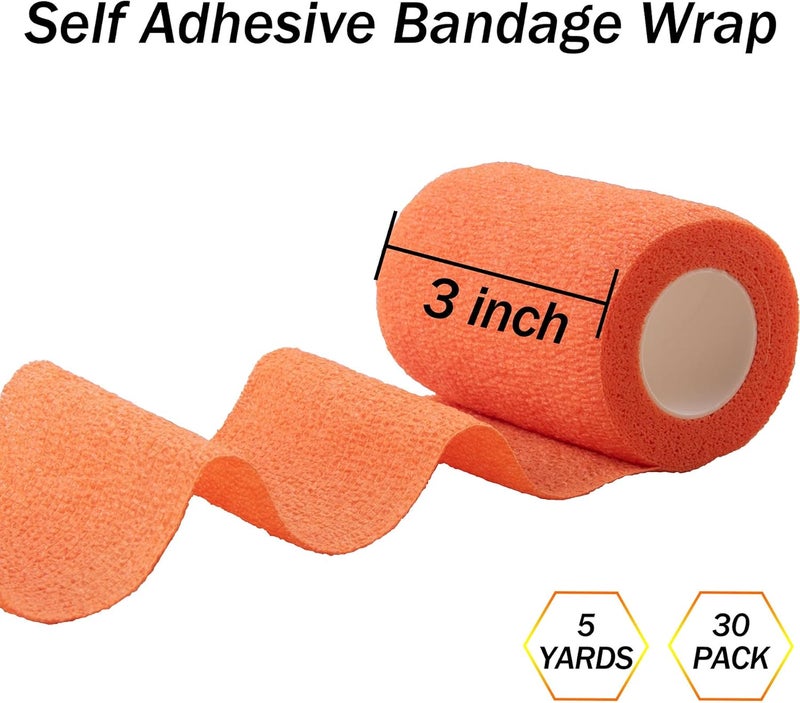 BQTQ 30 Rolls Self Adherent Wrap 3 Inch Self Adhesive Bandages Wrap Tape Stretch Bandage Self Stick Bandage Wraps for Wrist Ankle Swelling Sprains15 Colors - Image 2