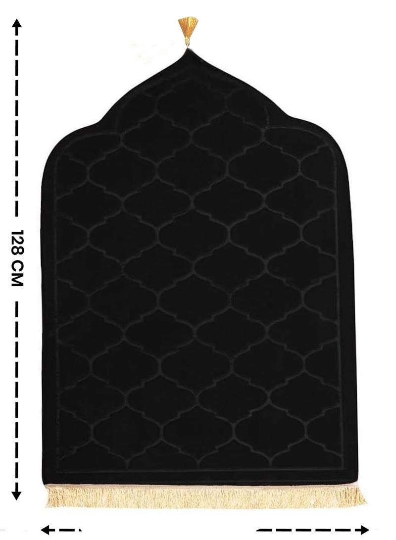 Jinou Prayer Mat with free namaz cap and tasbih beeds – Made With Premium Quality Turkish Velvet with Memory Foam – Ramadan Gift Prayer Rug for Men, Women and Grandparents and Kids.  - Image 2