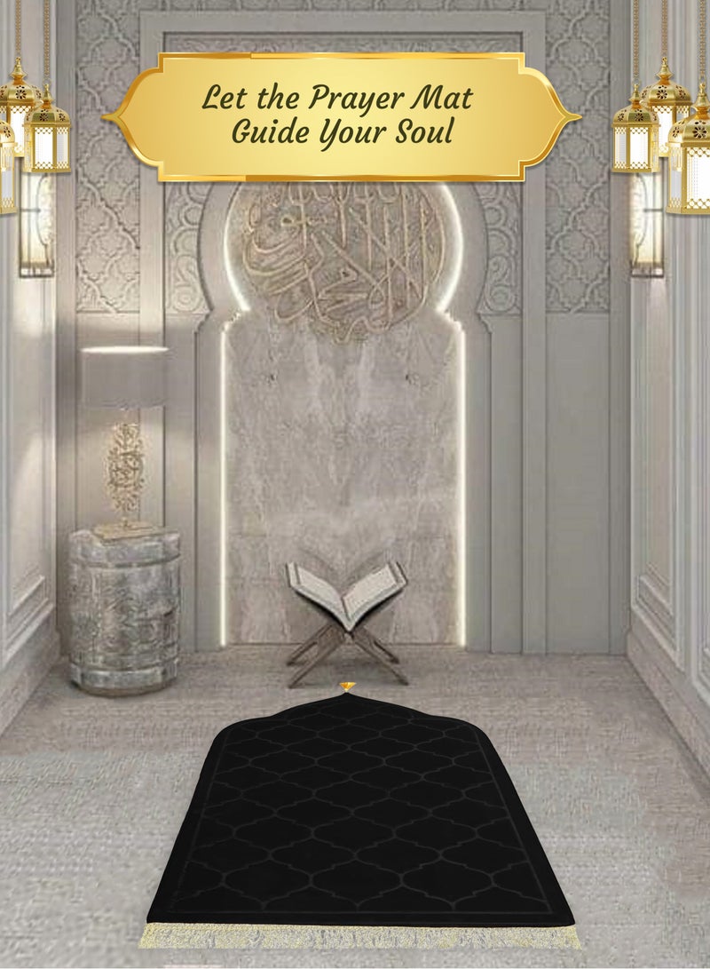 Jinou Prayer Mat with free namaz cap and tasbih beeds – Made With Premium Quality Turkish Velvet with Memory Foam – Ramadan Gift Prayer Rug for Men, Women and Grandparents and Kids.  - Image 4
