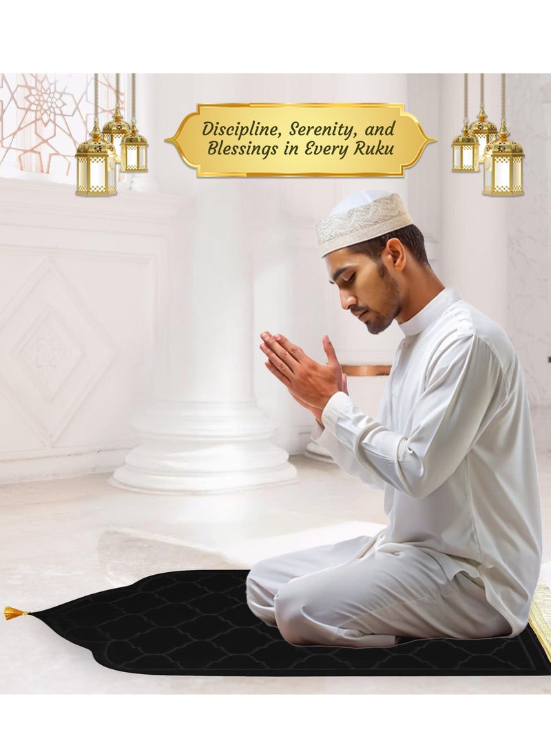 Jinou Prayer Mat with free namaz cap and tasbih beeds – Made With Premium Quality Turkish Velvet with Memory Foam – Ramadan Gift Prayer Rug for Men, Women and Grandparents and Kids.  - Image 5