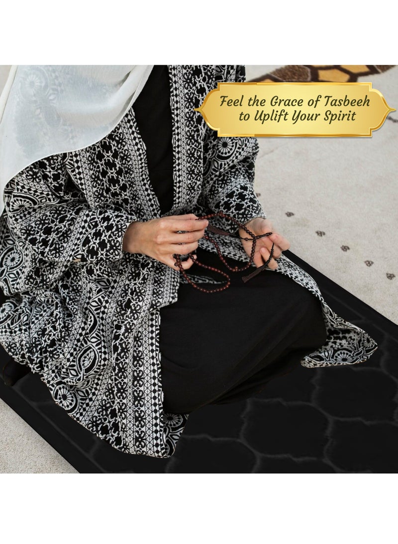 Jinou Prayer Mat with free namaz cap and tasbih beeds – Made With Premium Quality Turkish Velvet with Memory Foam – Ramadan Gift Prayer Rug for Men, Women and Grandparents and Kids.  - Image 3
