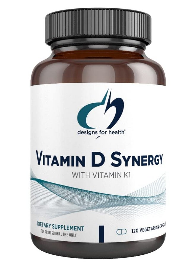 designs for health - Vitamin D Synergy 2000 Iu Vitamin D With K Supplement Supports Healthy Moods Bone Health + Immune Health For Adults Vit D3 + Vitamin K Gluten Free + Nongmo (120 Capsules) - Image 1