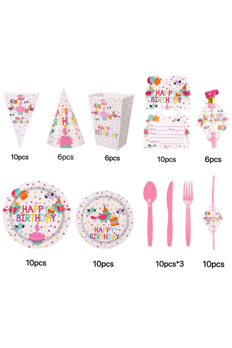 أدوات مائدة ملونة لحفلات أعياد الميلاد، مجموعة أدوات حفلات أعياد الميلاد للأطفال للاستخدام مرة واحدة، زينة كرتونية لحفلات ذات طابع خاص - Image 3