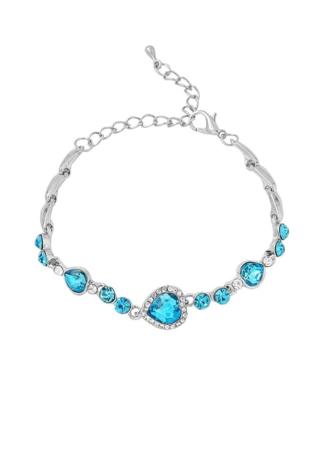 YELLOW CHIMES - Blue Beauty Heart Charm Bracelet For Women And Girls. Perfect For Gift! Adjustable - Image 1