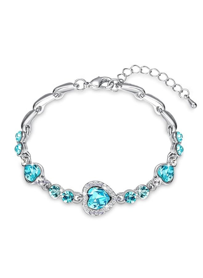 YELLOW CHIMES - Blue Beauty Heart Charm Bracelet For Women And Girls. Perfect For Gift! Adjustable - Image 1