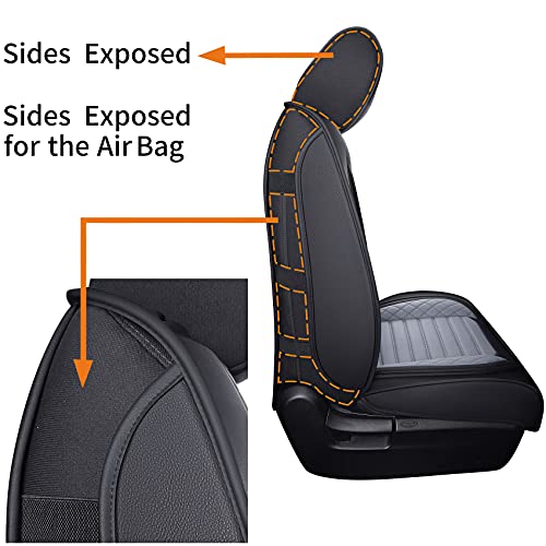 Aierxuan Truck Seat Covers Compatible with Toyota Tundra Pickup Custom Fit 2008-2024 Crewmax Double Cab Waterproof Leather Airbag Compatible Cushions(2 PCS Front/Black-Grey) - Image 3