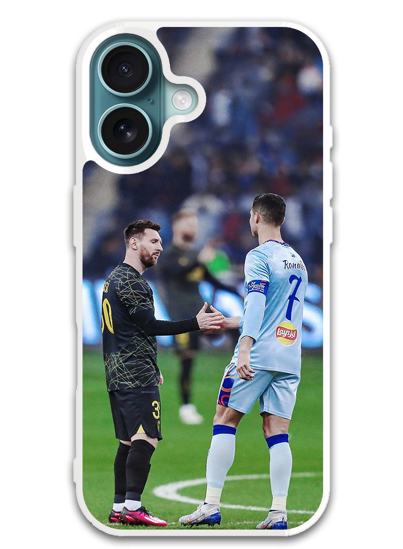 Theodor Protective Case Cover For APPLE IPHONE 16 Plus Messi And Ronaldo (White Bumper) - Image 1
