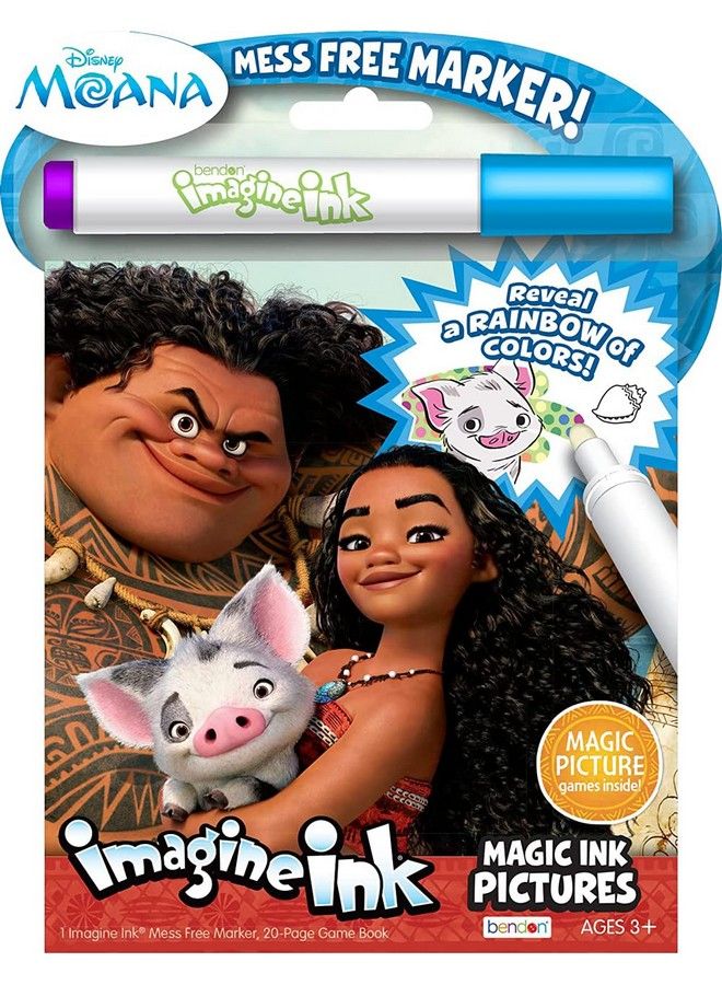 Bendon Disney Princess Magic Ink Coloring Book Set Bundle Of 3 Imagine Ink Books For Girls Kids Featuring Disney Princess Moana And Frozen - Image 3