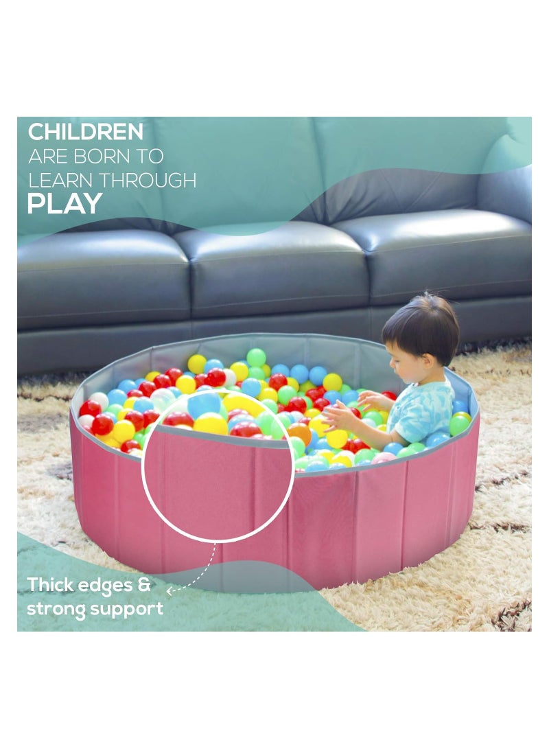 MODA بركة كرات قابلة للطي للأطفال/الرضع - 80x80 سم مع 200 كرة بلاستيكية ناعمة خالية من BPA للفتيات الصغيرات - Image 3