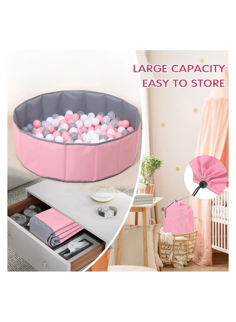 MODA بركة كرات قابلة للطي للأطفال/الرضع - 80x80 سم مع 200 كرة بلاستيكية ناعمة خالية من BPA للفتيات الصغيرات - Image 5