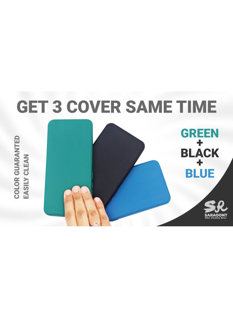 SARAOONT Samsung Galaxy A25 5G 3-Pack Matte Silicone Case Cover - Slim, Colorful, Good Grip (Black, Blue, Green) - Image 3