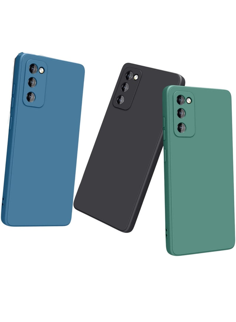 SARAOONT Samsung Galaxy A25 5G 3-Pack Matte Silicone Case Cover - Slim, Colorful, Good Grip (Black, Blue, Green) - Image 1