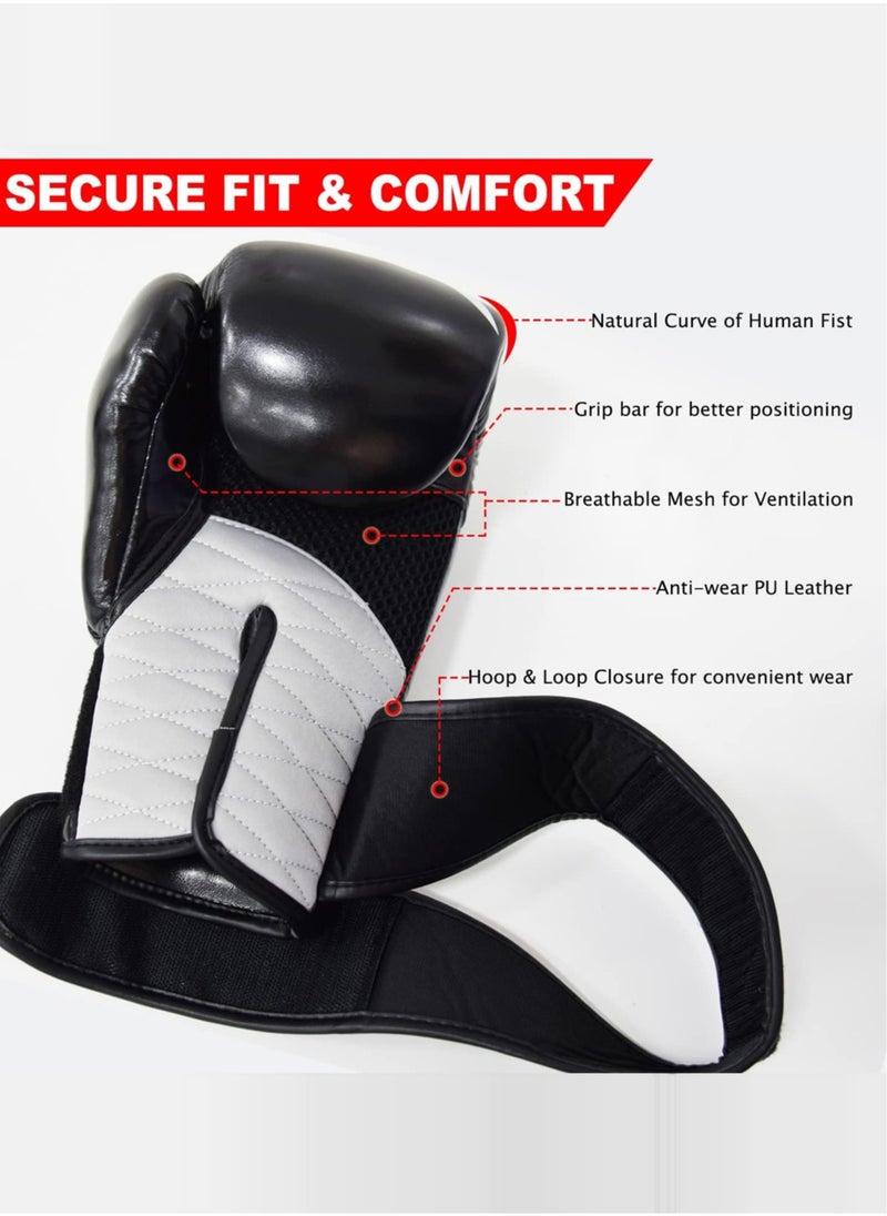 Sky Land Premium 12 Oz Boxing Gloves - Punching Gloves For Strength Training, Black, Training, Sparring, Muay Thai, Kickboxing, MMA, Comfortable Fit, Durable PU Leather EM-9340-XL  - Image 3