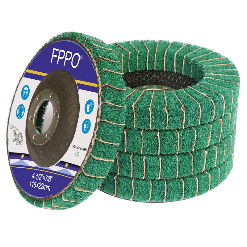 FPPO 5Pcs 4.5" x 7/8" Nylon Fiber Flap Disc Polishing Grinding Wheel,Scouring pad Buffing Wheel for Angle Grinder, Polishing Tools (Grit 120) - Image 3