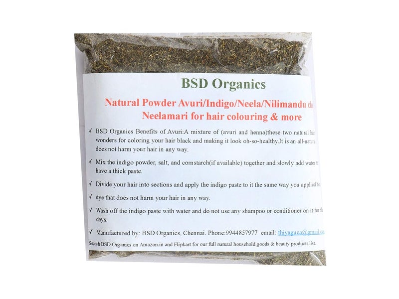 BSD Organics Natura Powder AvuriIndigoNeelaNilimandu chettuNeelamari for hair colouring more300gm